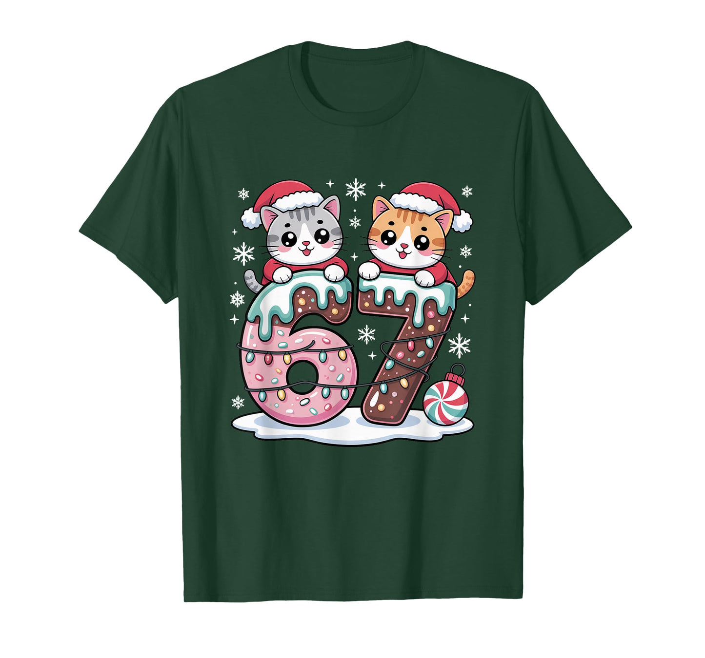 67 Funny Meme Kawaii Cats Christmas Ice Cream Drip 6 7 Kids T-Shirt