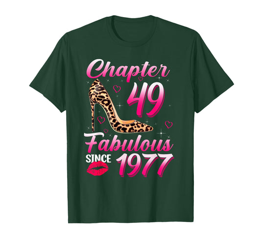 Chapter 49 Fabulous Since 1977 Leopard Queen Birthday T-Shirt