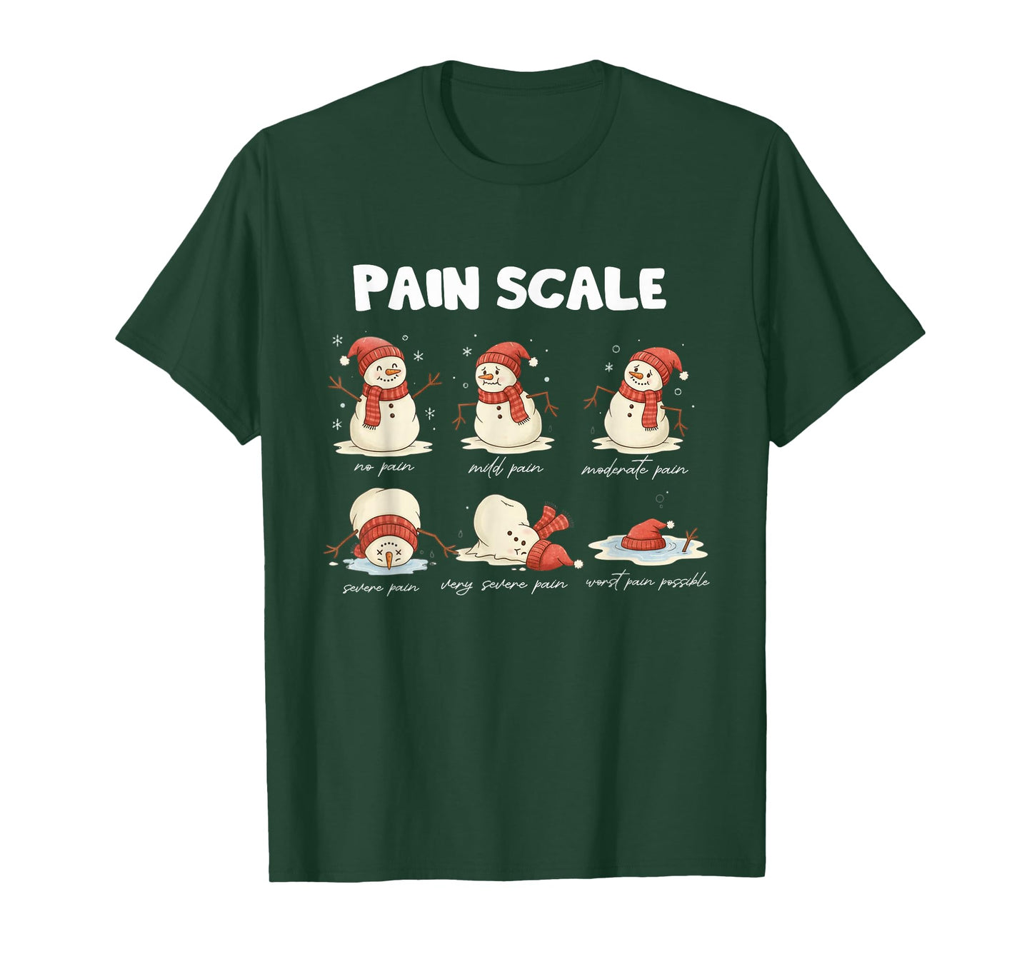 Pain Scale Snowman Nurse Christmas ICU Nurse Funny T-Shirt