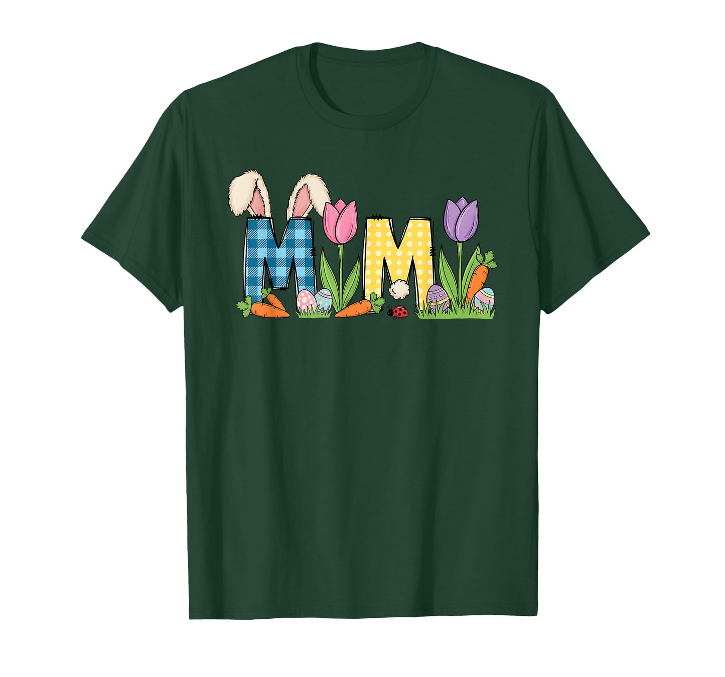 Easter Mimi Bunny Ears Tail Tulips for Mom Grandmother T-Shirt