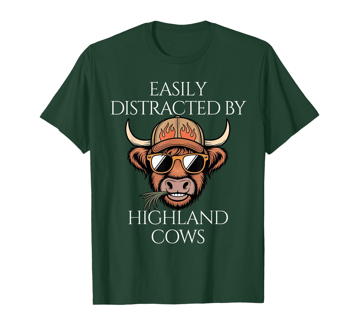 Easily Distracted by Highland Cows Cute Cattle Lover Farmers T-Shirt