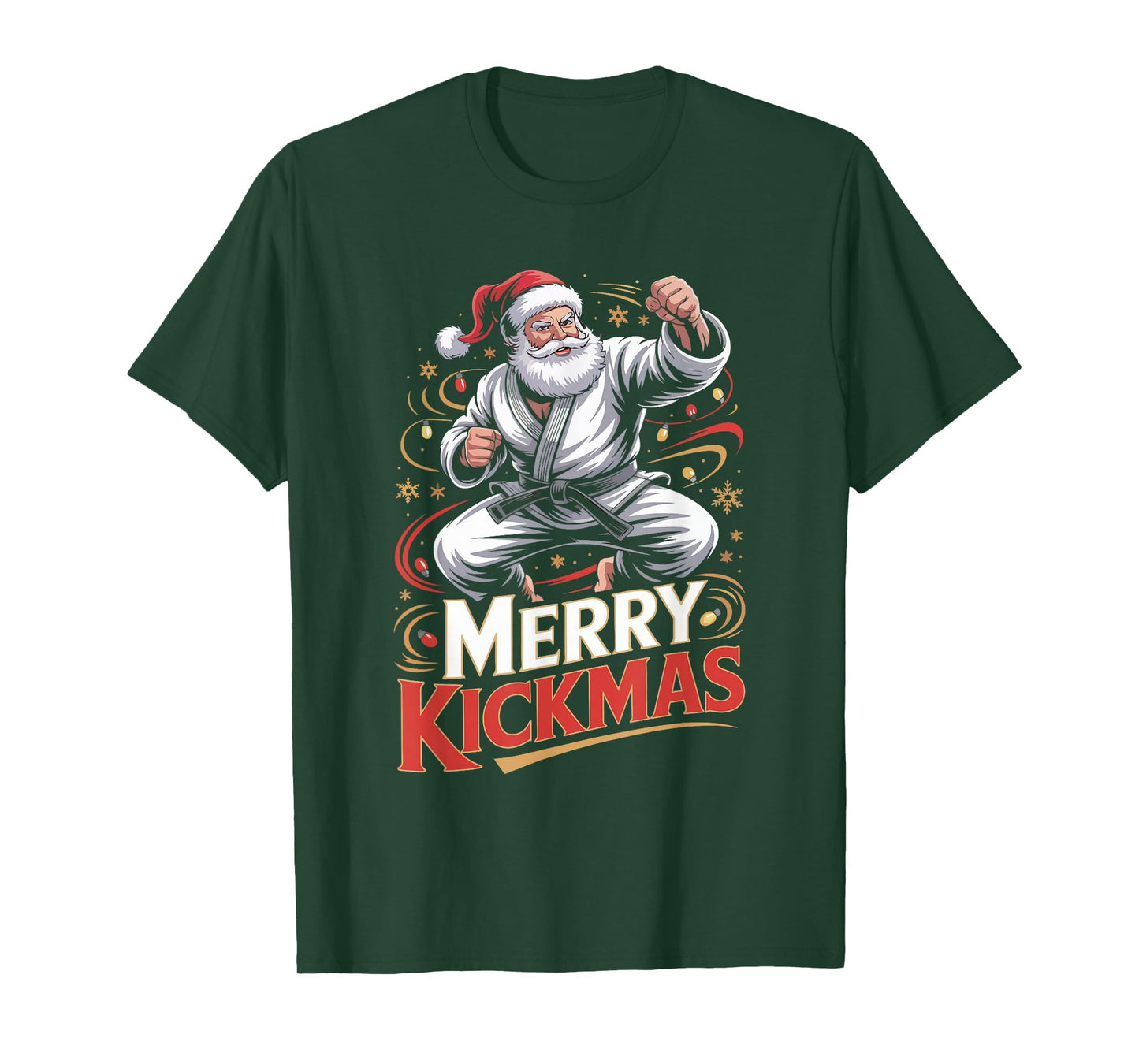 Santa MMA Karate Merry Kickmas Ugly Christmas Jiu Jitsu T-Shirt