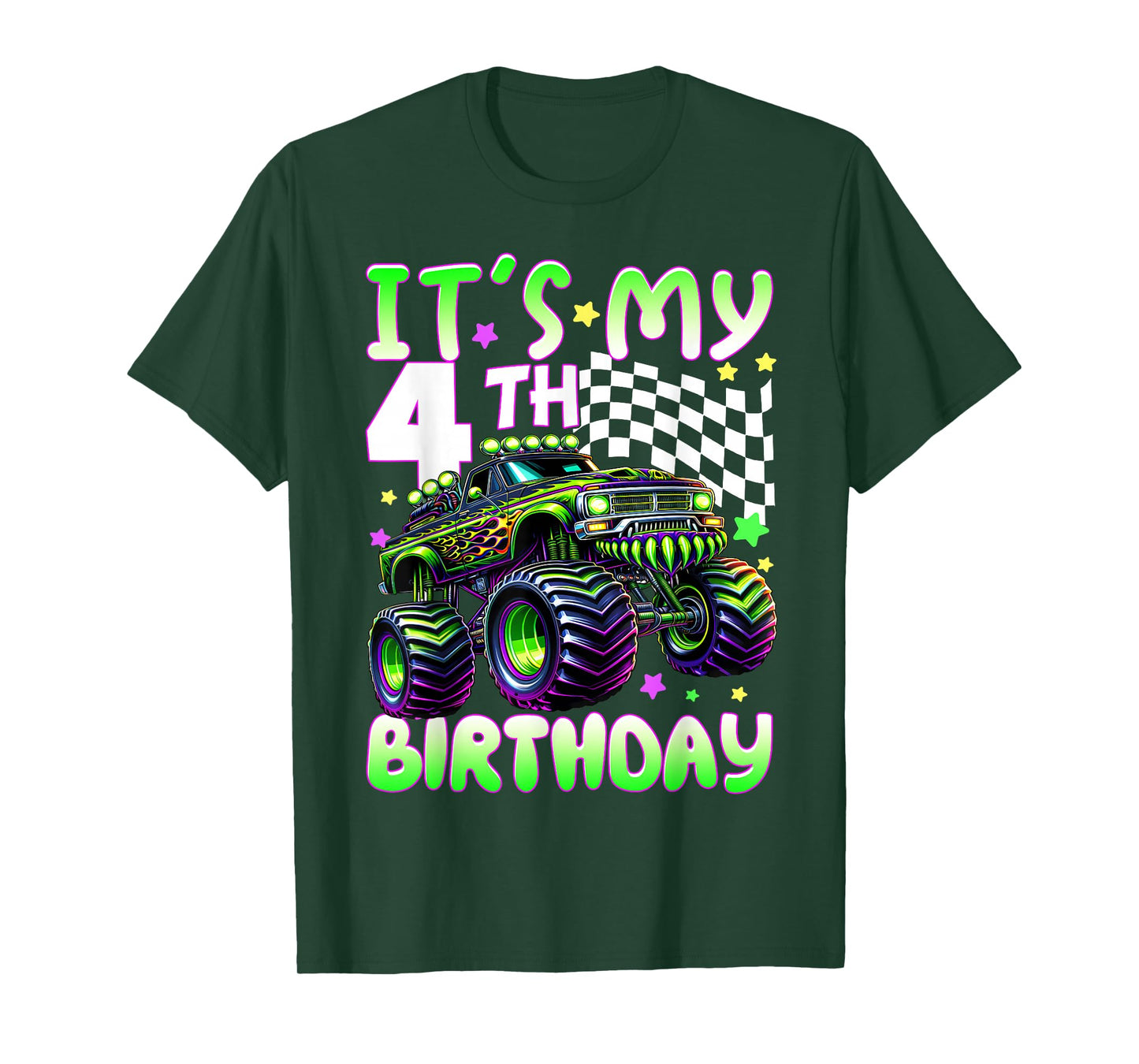 It's My 4th Birthday Boy Monster Truck 4 Year Old Bday Kids T-Shirt