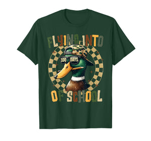 Flyin Into 100 Days of School Duck Hunting Camo Cap Men Boy T-Shirt
