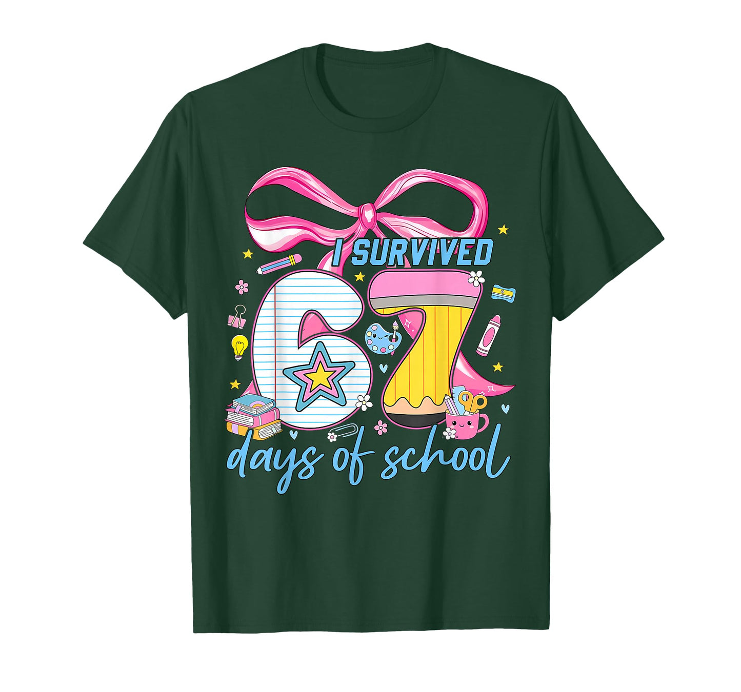 I Survived 67 Days of School Funny Meme Kid Teacher Boy Girl T-Shirt