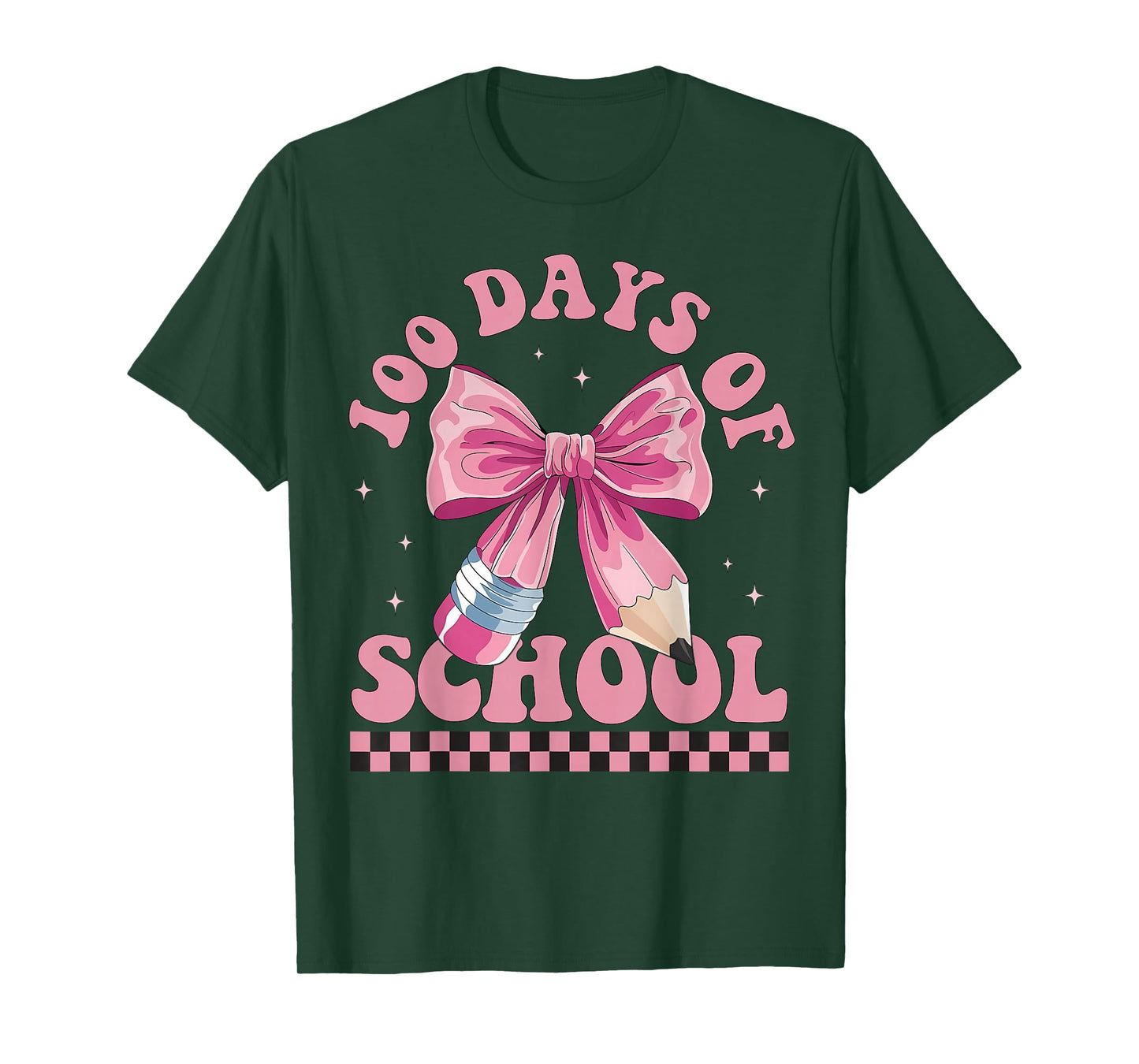 Happy 100 Days of School Pink Bow Teacher Kids T-Shirt