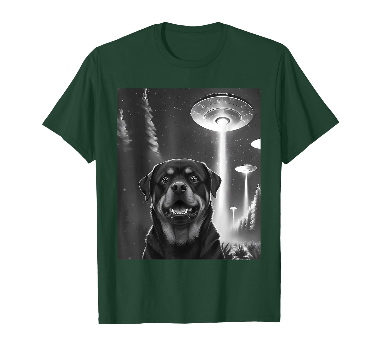 Funny Rottweiler Alien UFO Taking a Selfie Animal Lover T-Shirt