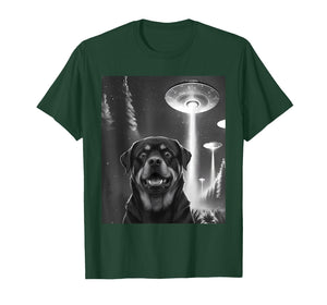 Funny Rottweiler Alien UFO Taking a Selfie Animal Lover T-Shirt