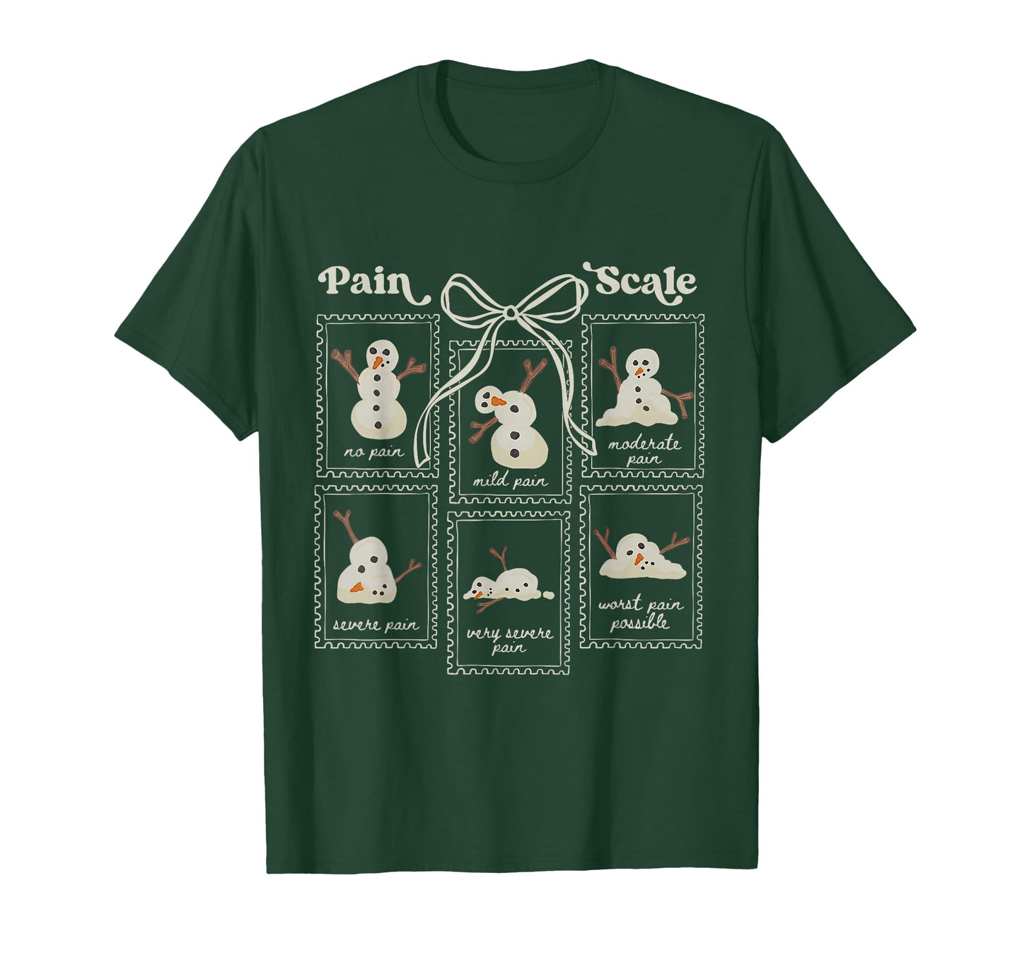 Preppy Coquette Pain Scale Stamps Snowmen Trauma ER Nurses T-Shirt