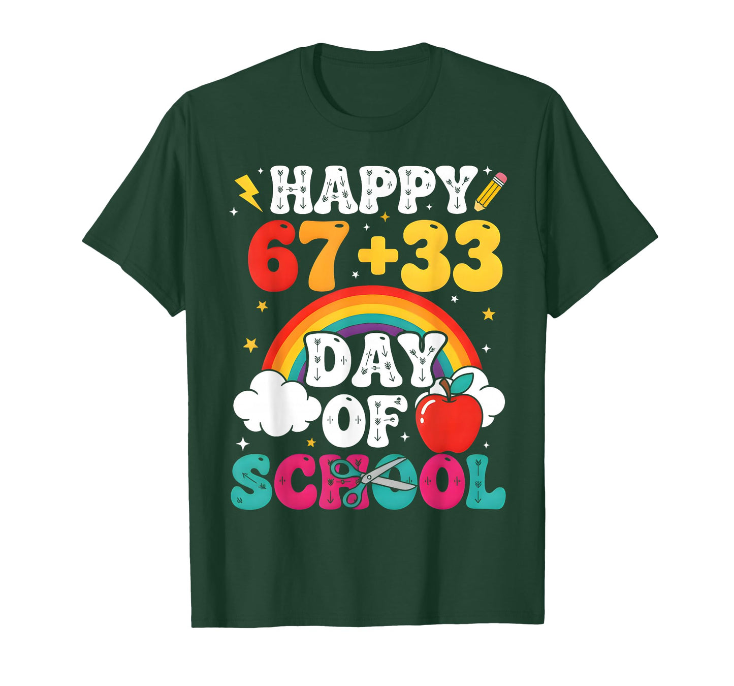 Happy 67+33 100 Days of School Teacher Student Meme 67 T-Shirt
