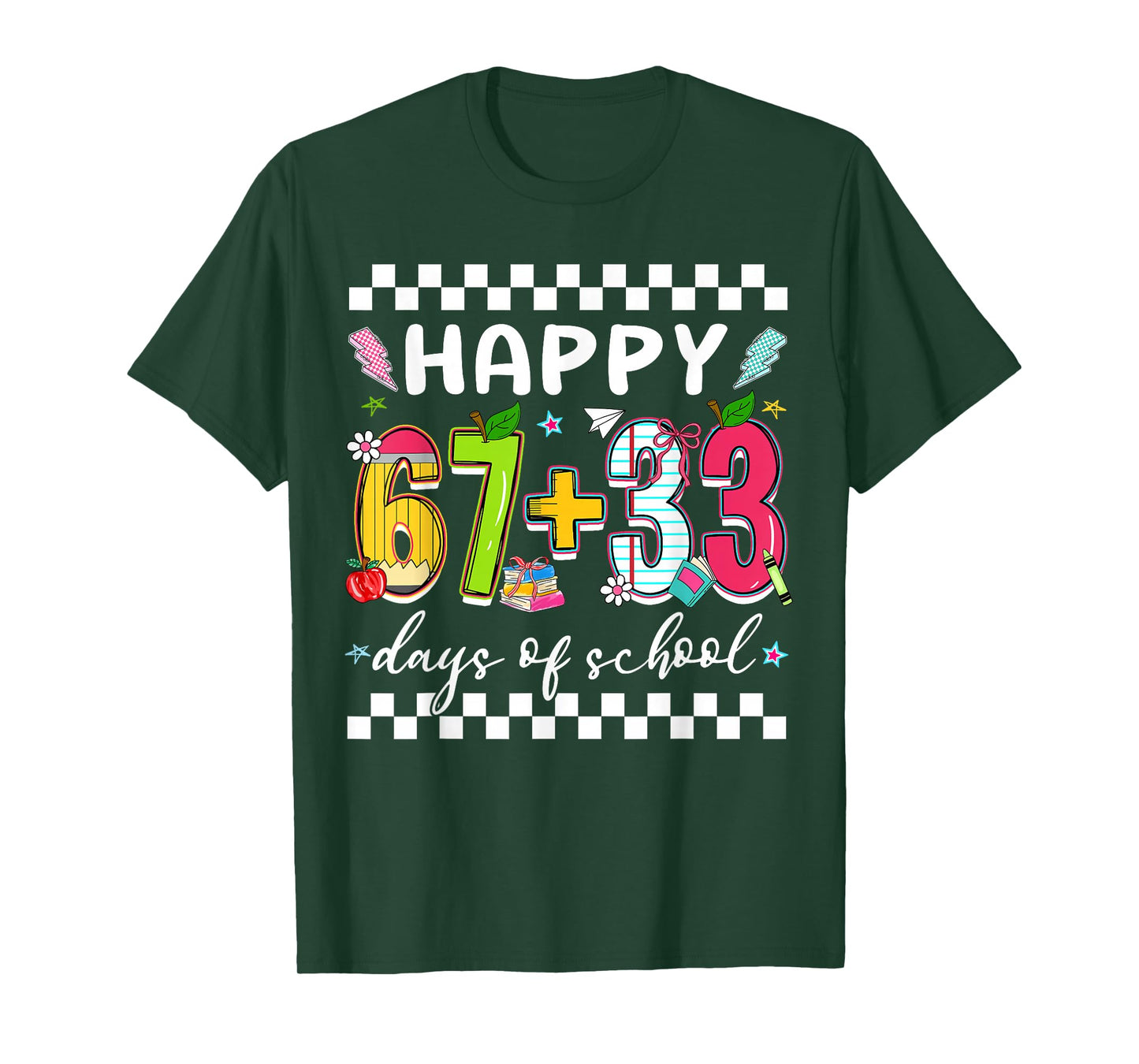 Happy 67 + 33 Days of School Funny 67 Meme Girl Kid Teacher T-Shirt