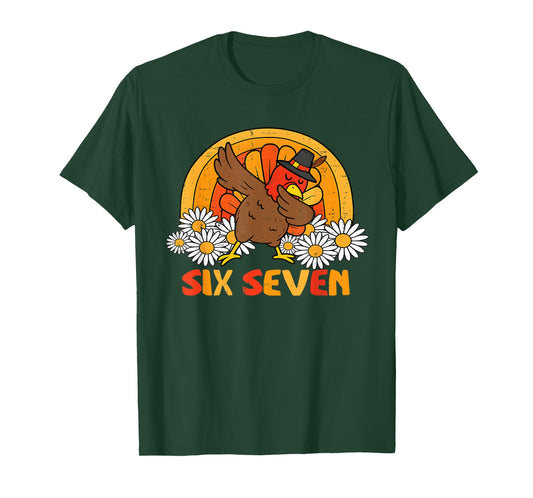 6 7 Six Seven Meme 67 Funny Turkey Dabbing Thanksgiving T-Shirt