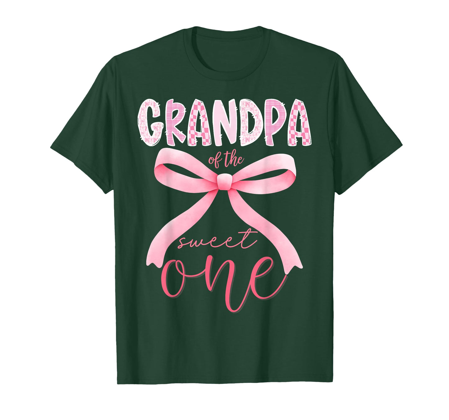 Grandpa of The Sweet One Pink Coquette Bow 1st Birthday Girl T-Shirt