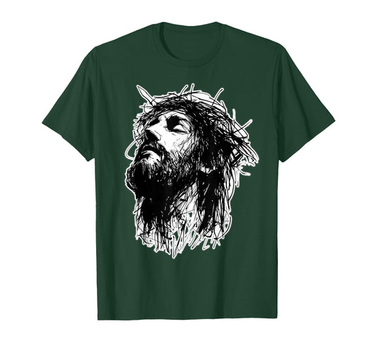 Jesus Christ Crown of Thorns Sketch T-Shirt