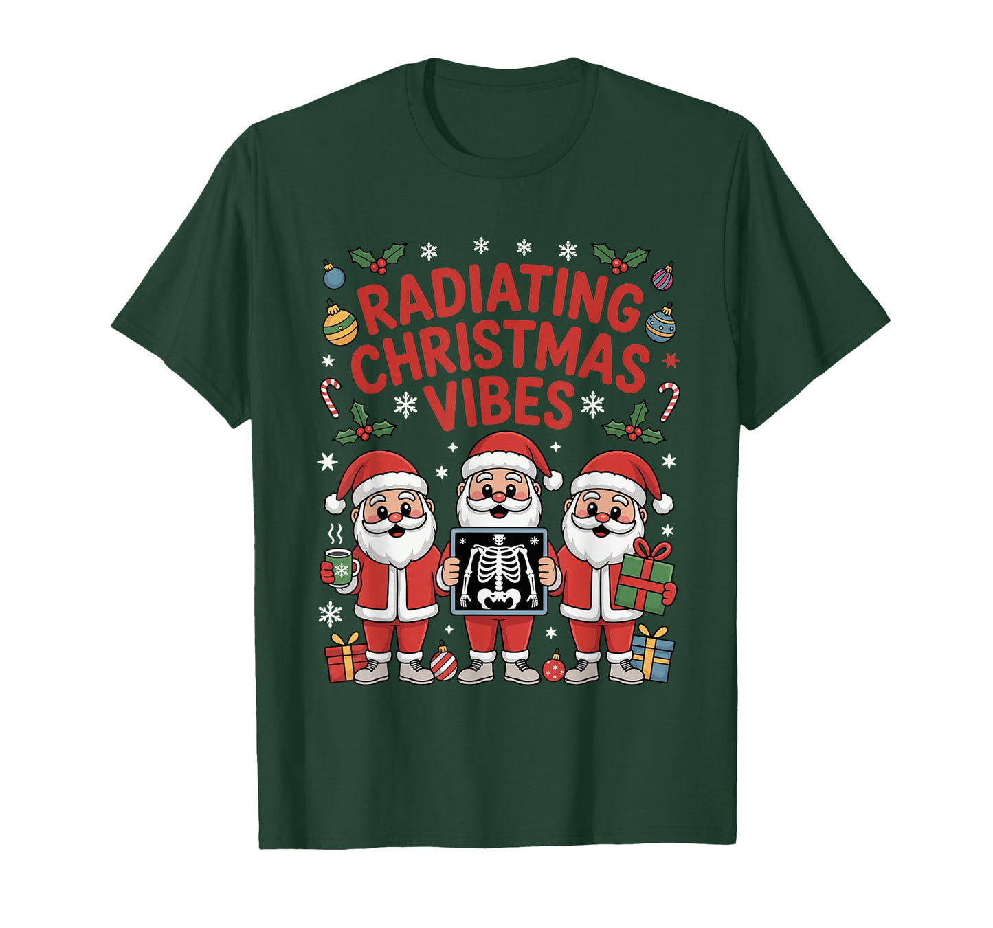 Funny Xmas Radiating Christmas Vibes X-ray Radiology Tech T-Shirt