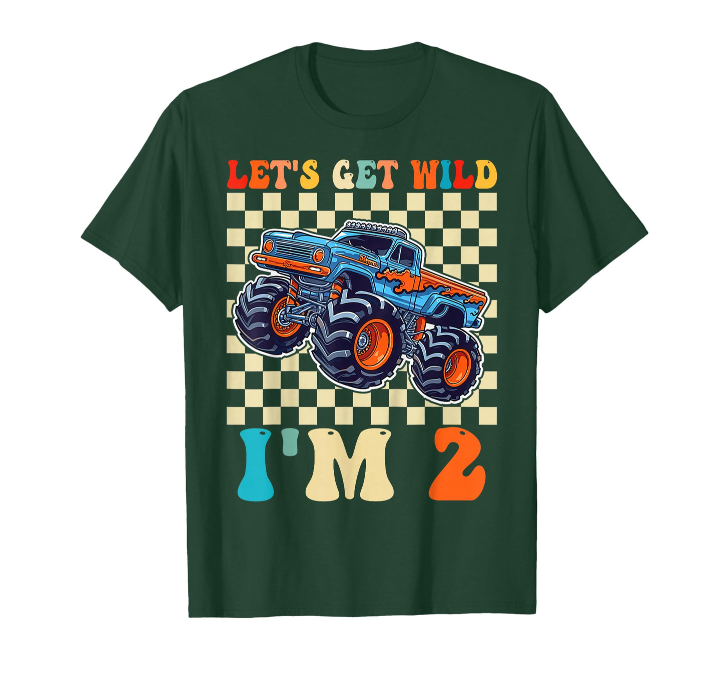 Birthday Wild Monster Truck 2 Year Old Boys 2nd Bday Kids T-Shirt