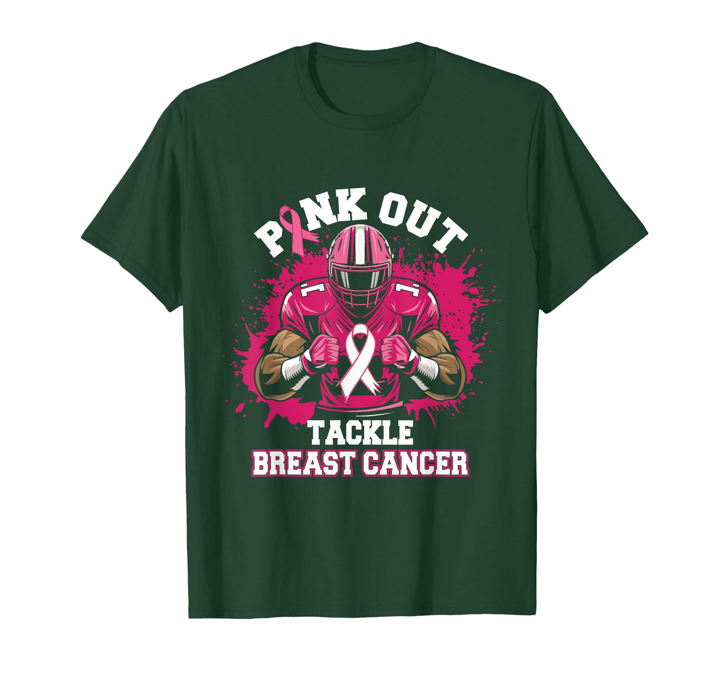 Football Pink Out Tackle Breast Cancer Awareness Graphic T-Shirt