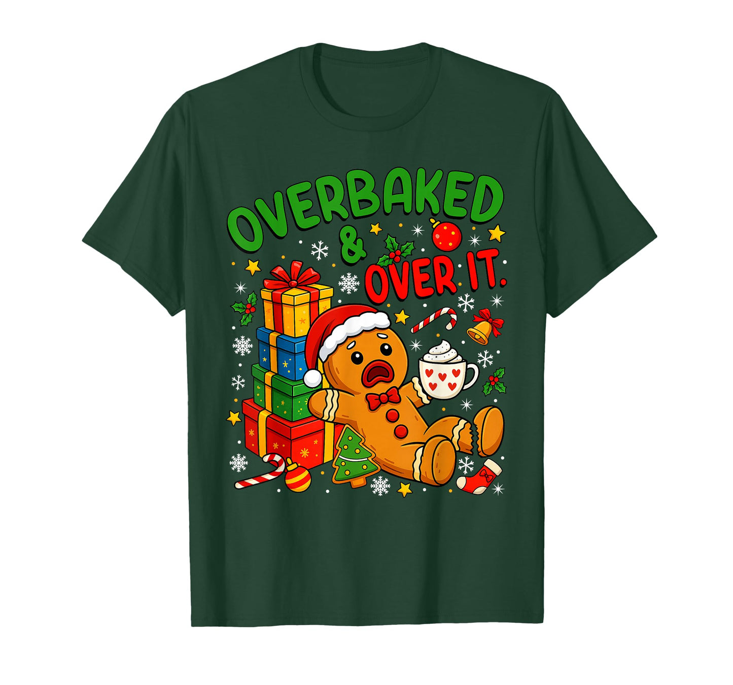 Overbaked and Over It Christmas Cookies Gingerbread Man Kids T-Shirt
