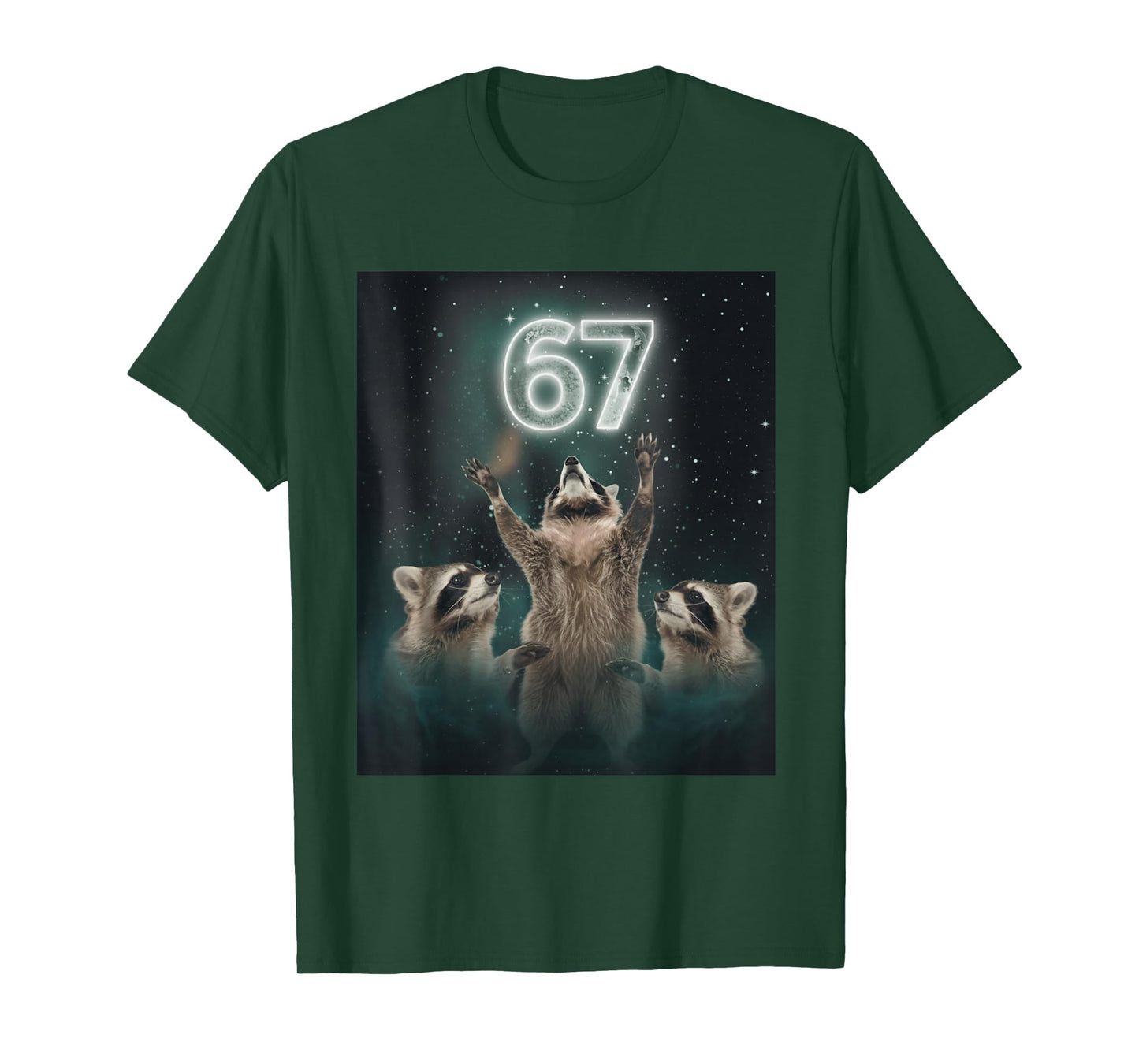 67 Meme Raccoon Howling at The Moon 6 7 Funny Weird Cursed T-Shirt