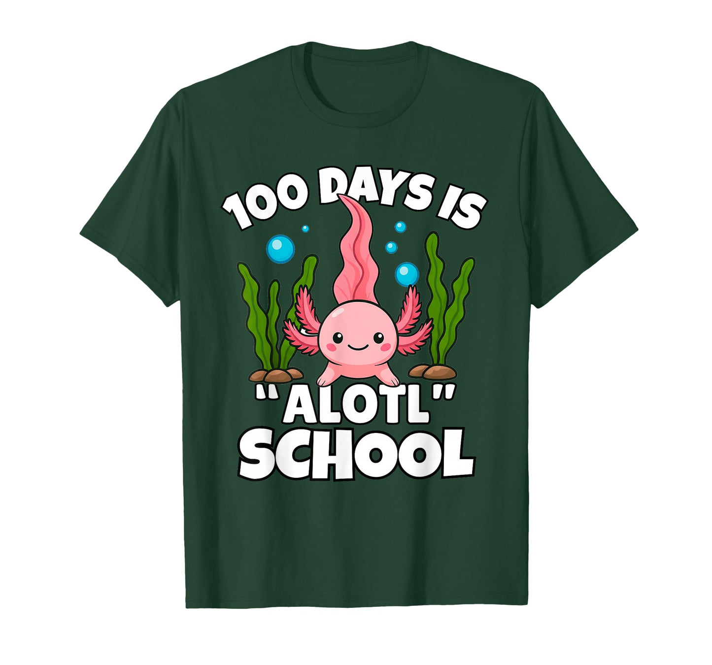 Cute 100 Days of School Axolotl Alotl Pun Girls Boys Kids T-Shirt