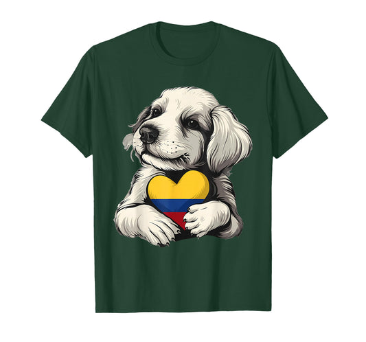 Colombia Flag Dog Colombian Roots Colombian Pride T-Shirt