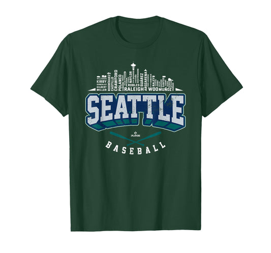 2025 Seattle Team Skyline Word Art Cal Raleigh MLBPA T-Shirt