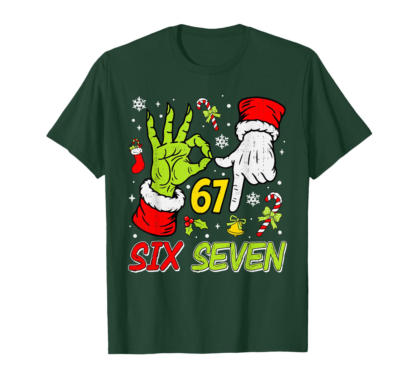 Christmas Six Seven 67 Funny Meme 6 7 Xmas Holiday Slang T-Shirt