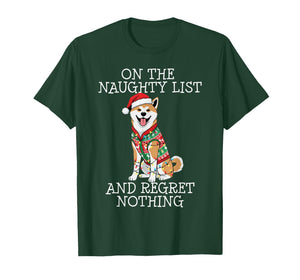 Funny Christmas Akita Naughty List T-Shirt