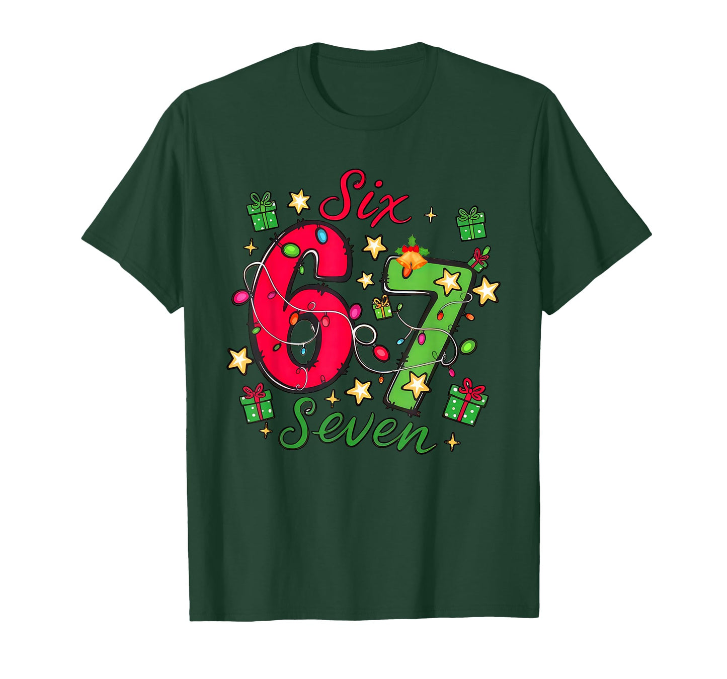 67 Green Hands Christmas Shirt Six Seven Meme Brainrot Xmas T-Shirt