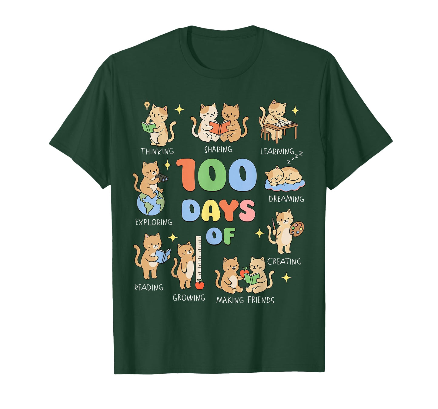 100 Days of School Cat for Teacher 100th Day of School Kids T-Shirt