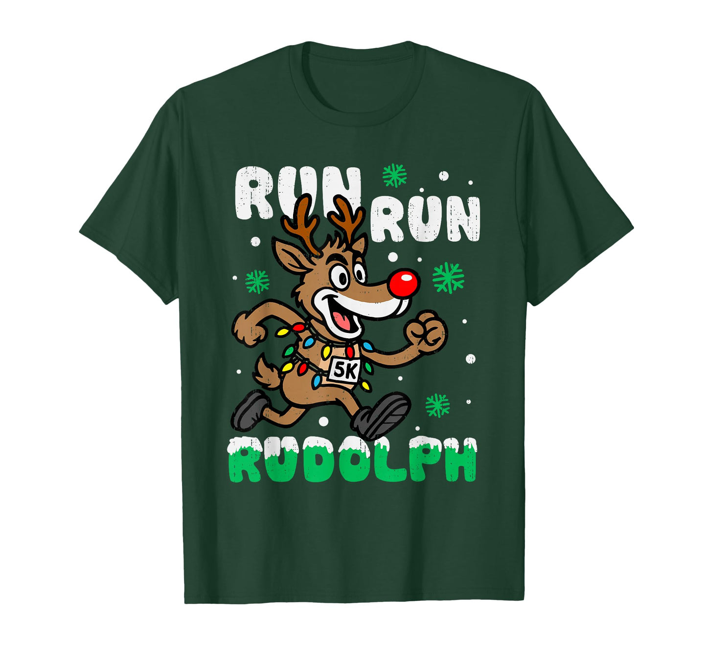 Funny Reindeer Running Christmas Run Runner Men Women Kids T-Shirt