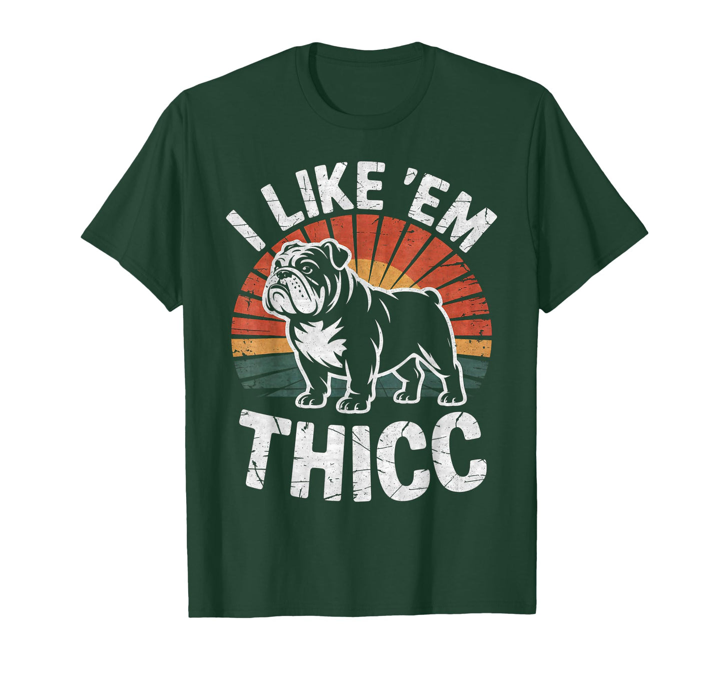 Funny English Bulldog I Like Em Thicc Dog Silhouette T-Shirt