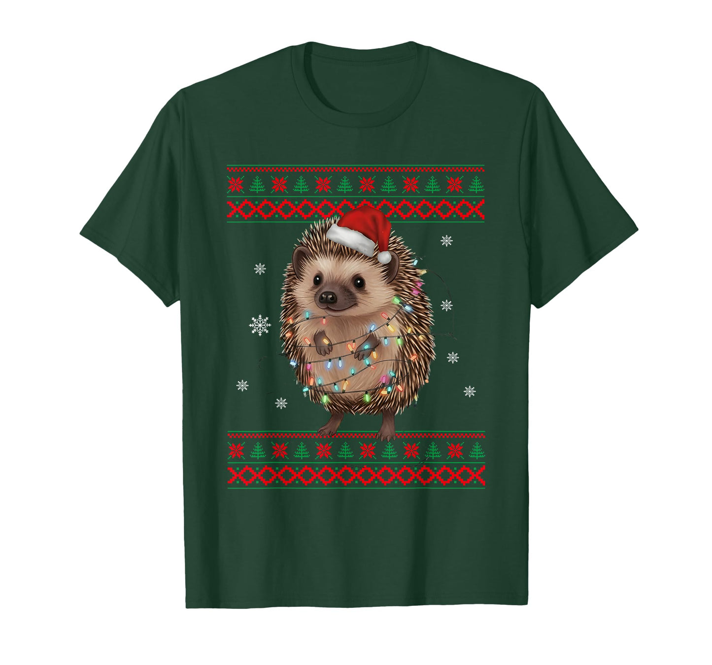 Hedgehog Christmas Sweater Hedgehog Christmas Tree Lights T-Shirt