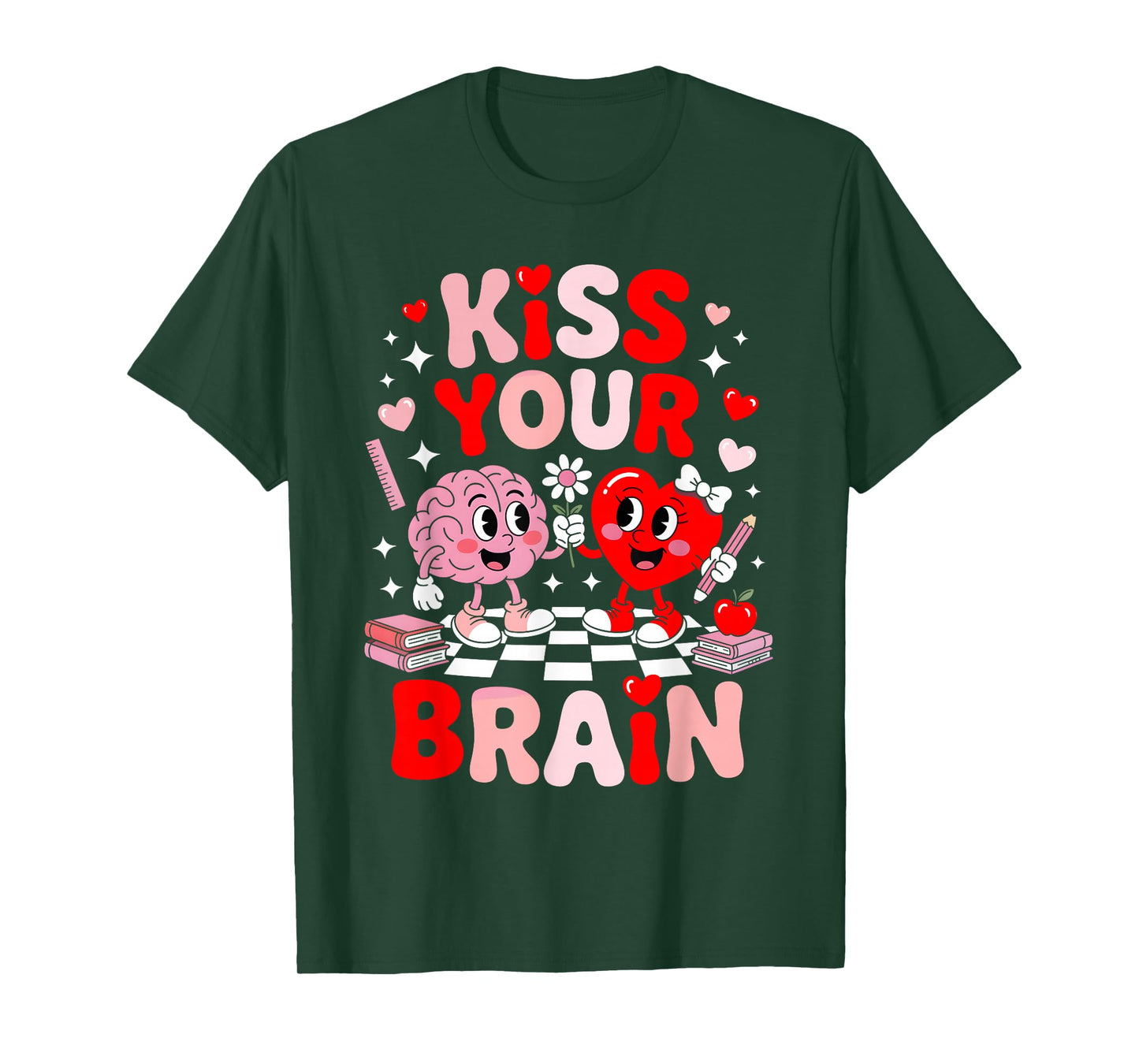 Kiss Your Brain Women Valentine's Day Retro School Counselor T-Shirt