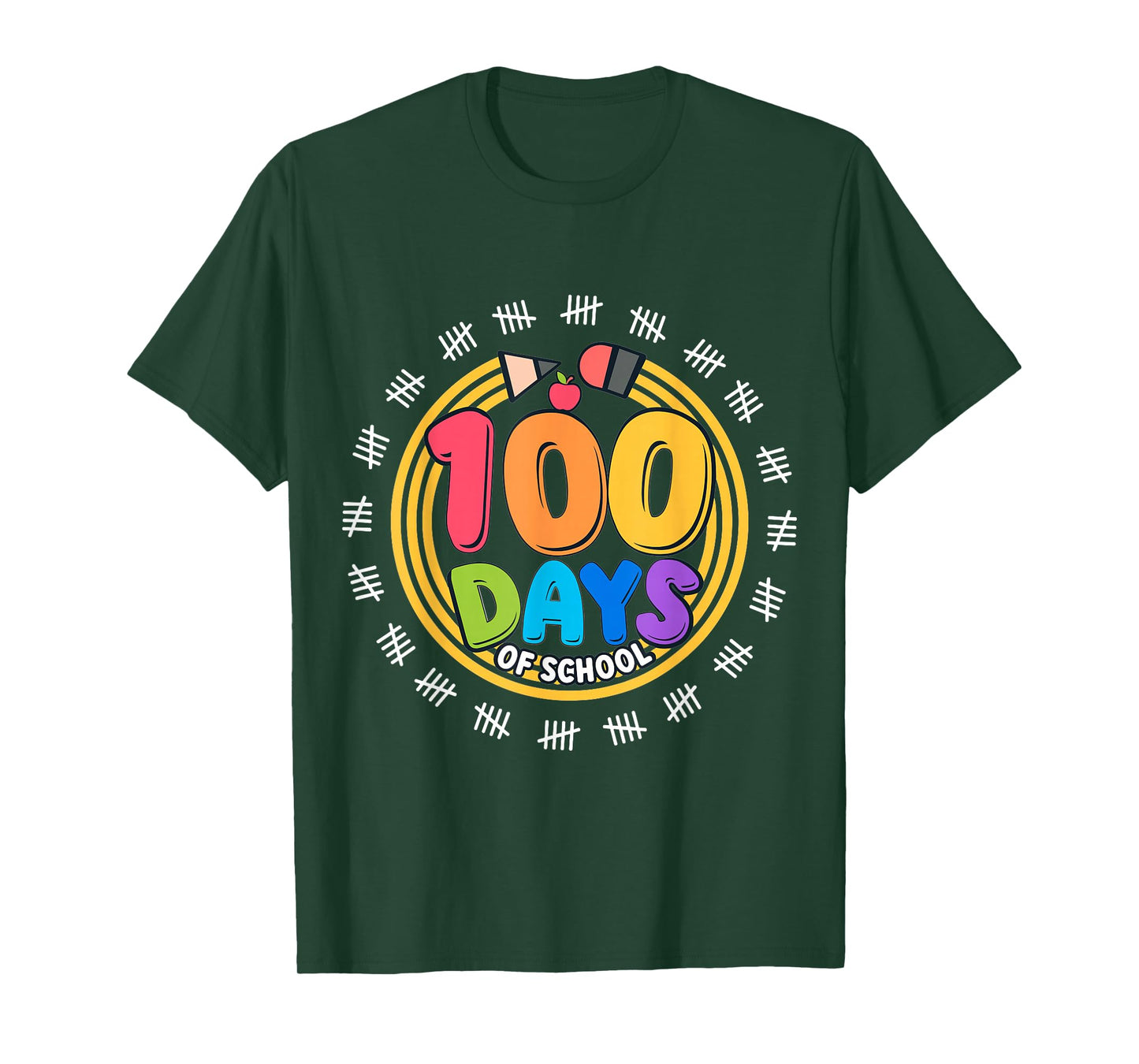 100 Days of School Colorful Tally Marks Kids T-Shirt