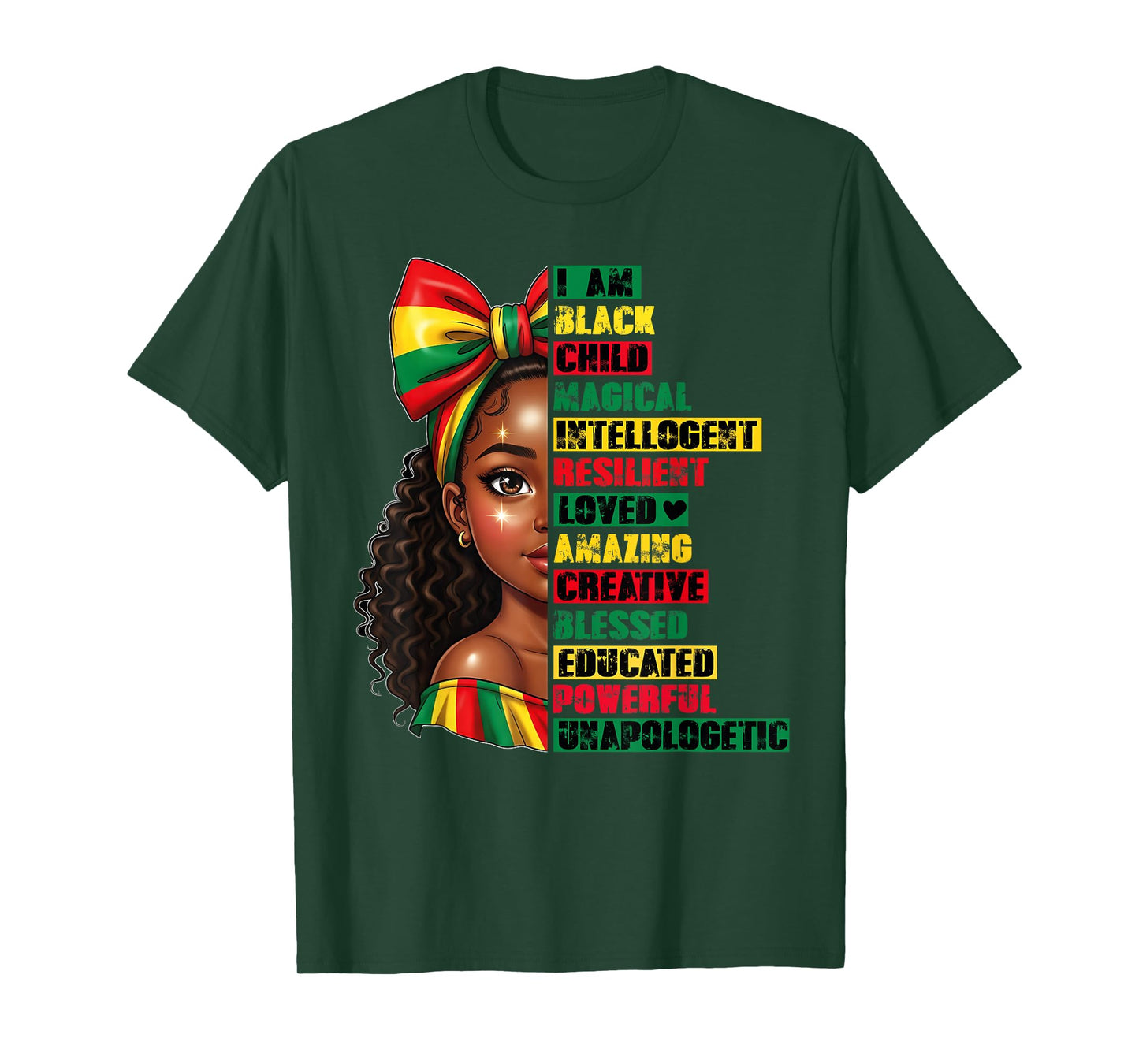 I Am Black Child Afro Girl Empowerment Black History Month T-Shirt