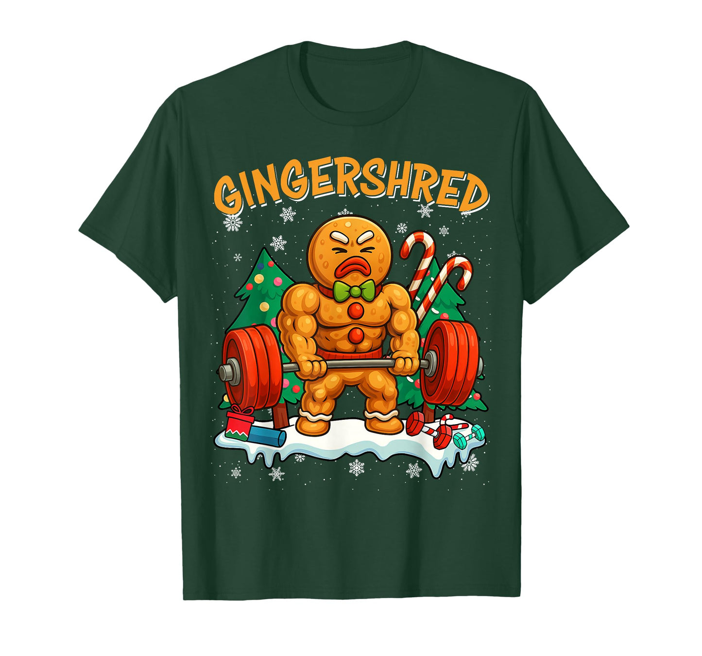 Gingershred Funny Gingerbread Man Gym Bodybuilding Christmas T-Shirt