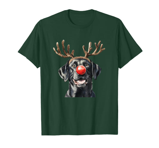 Santa Black Labrador Christmas Black Labrador Dog Mom Pajama T-Shirt