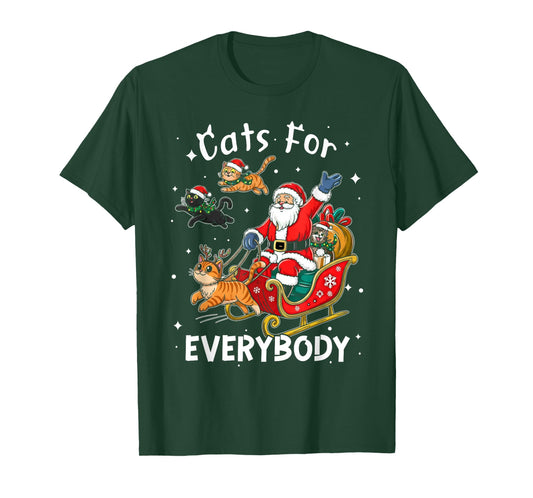 Cats for Everybody Santa Christmas Funny Cat Xmas Women Kids T-Shirt