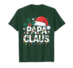 Papa Claus Christmas Lights Santa Family Matching Holiday T-Shirt