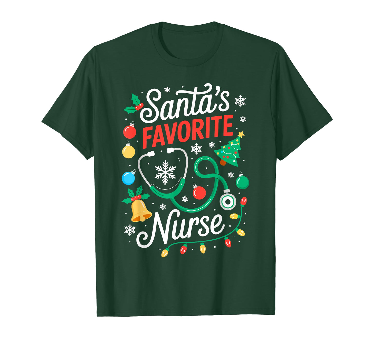 Santa's Favorite Nurse Shirt Men Women Funny Christmas Nurse T-Shirt