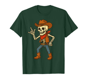 Funny Kids Halloween Bruh Costume, Spooky Cowboy Skeleton T-Shirt