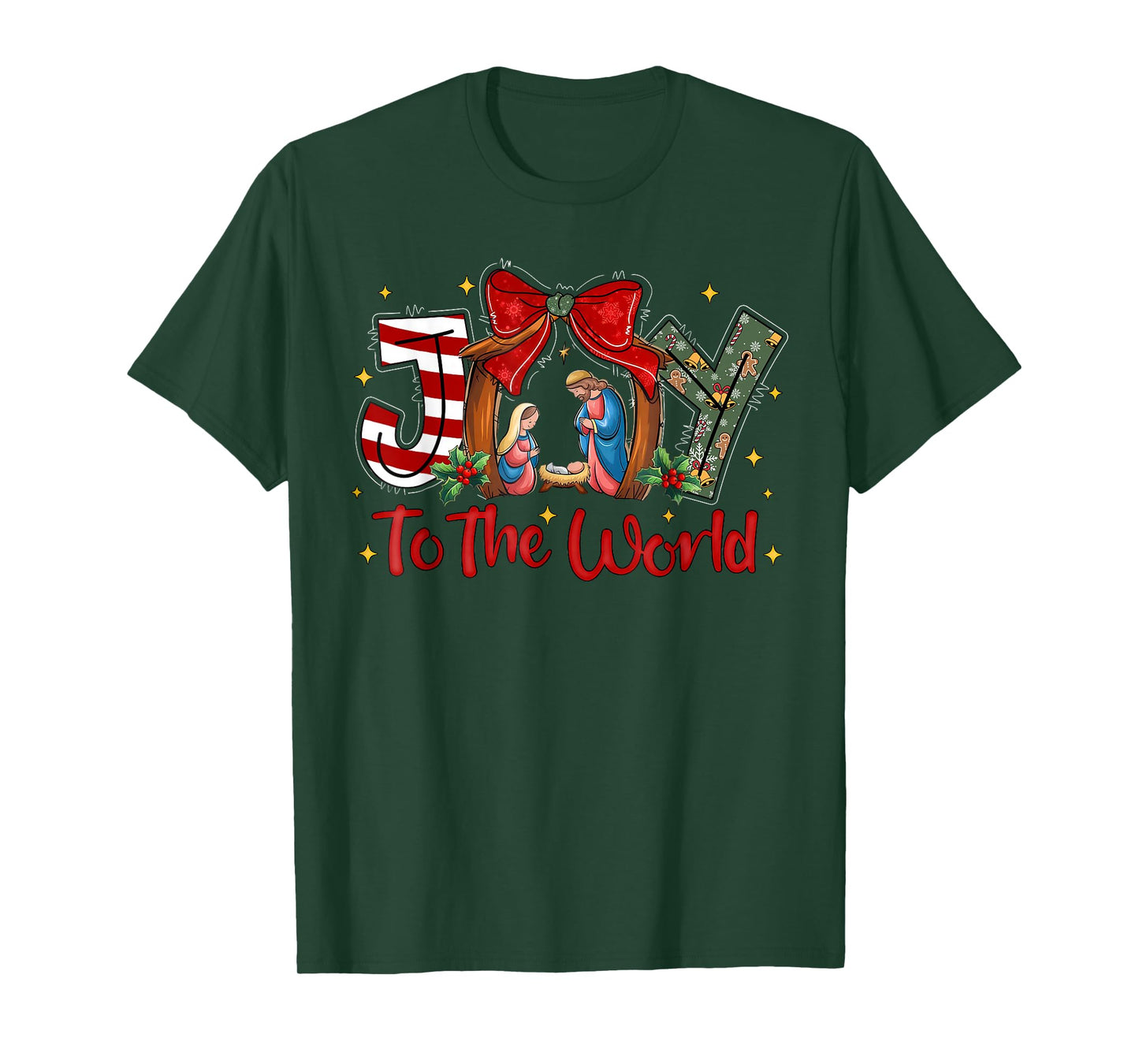 Joy to The World Christmas Christian Nativity Scene T-Shirt