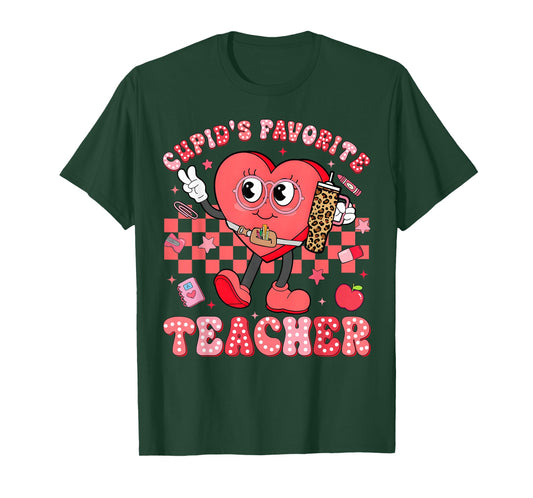 Cute Heart Valentine Cupid's Favorite Teacher Women Girl T-Shirt