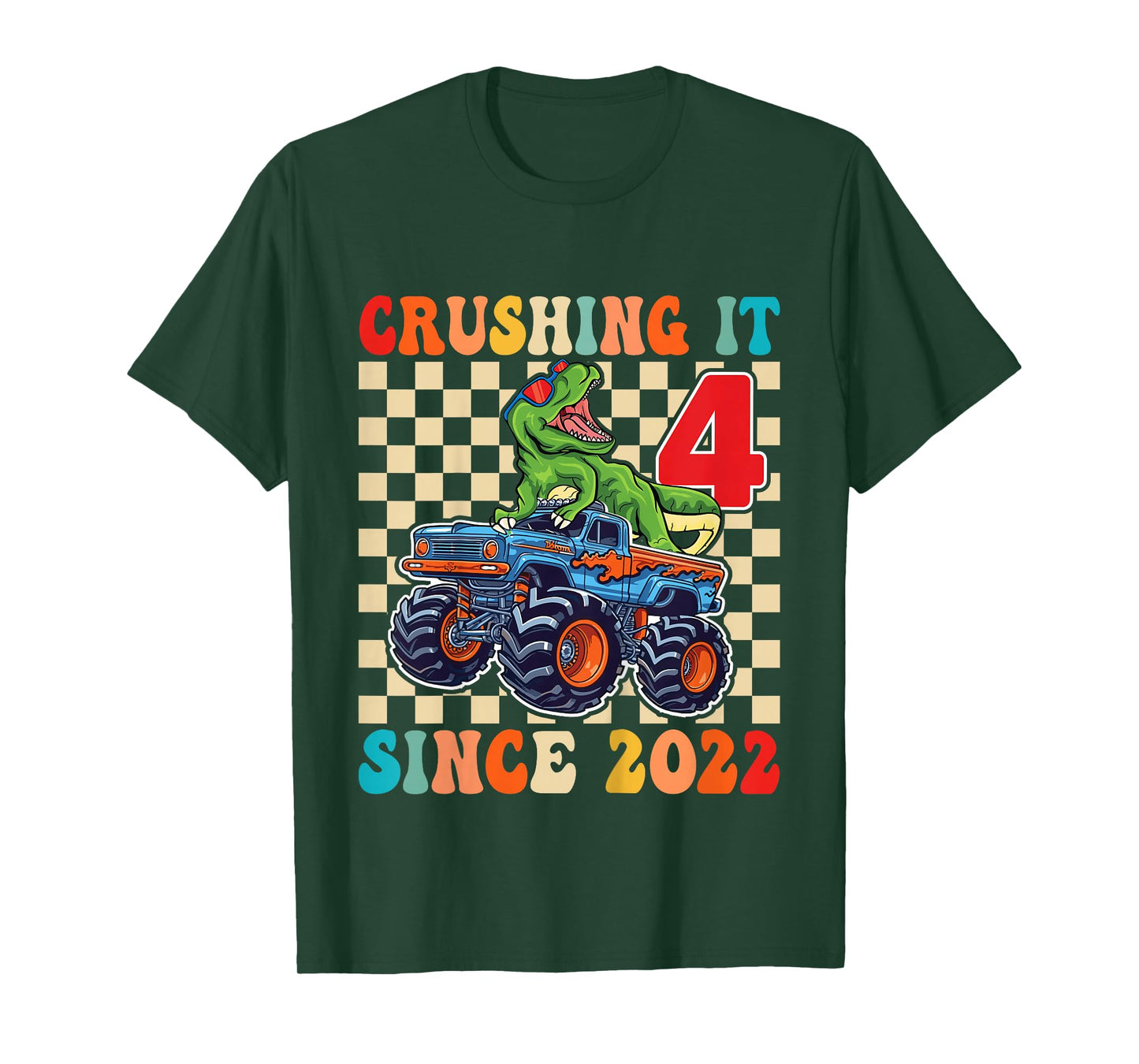 Birthday Monster Truck 4 Year Old Boys 4th Party Born 2022 T-Shirt
