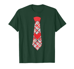 Valentine Heart Plaid Tie Boys Toddler Kids T-Shirt