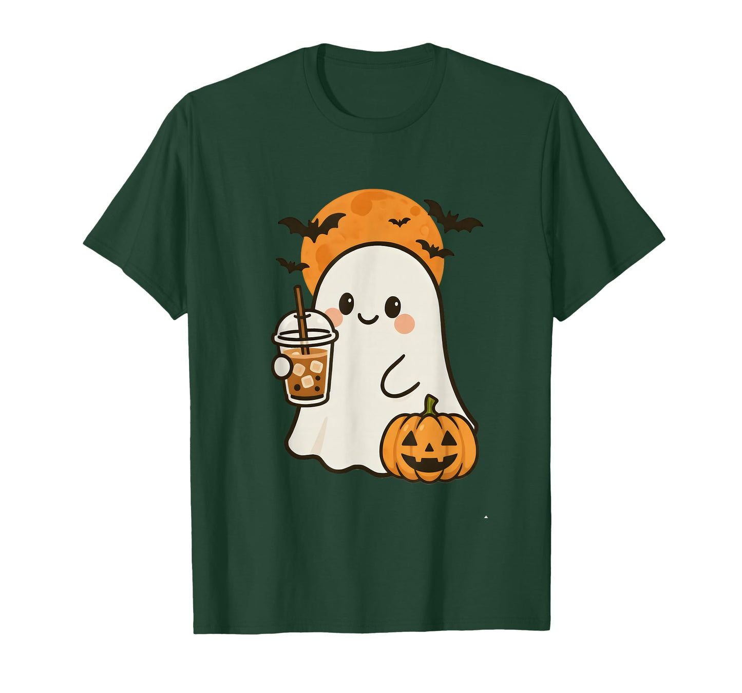 Cute Ghost Iced Coffee and Pumpkin for Halloween Costume T-Shirt