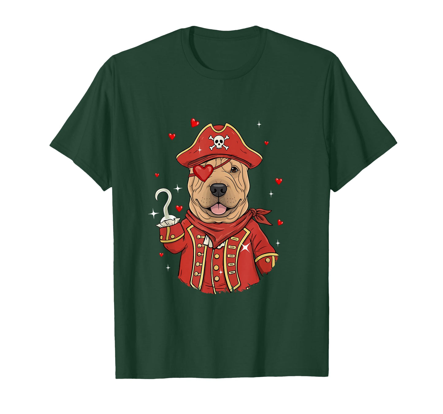 Shar Pei As Pirate Valentine's Day Matching Owner Kids T-Shirt