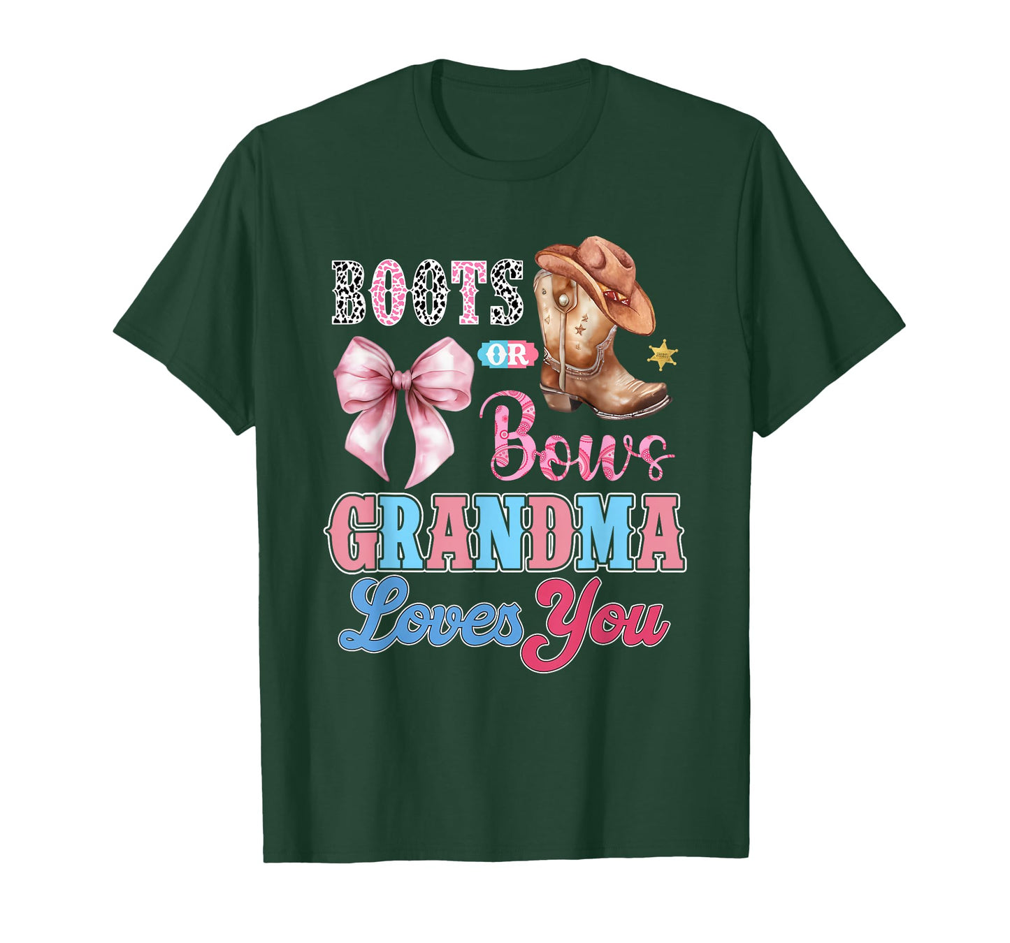 Boots or Bows Grandma Loves You Gender Reveal Family T-Shirt