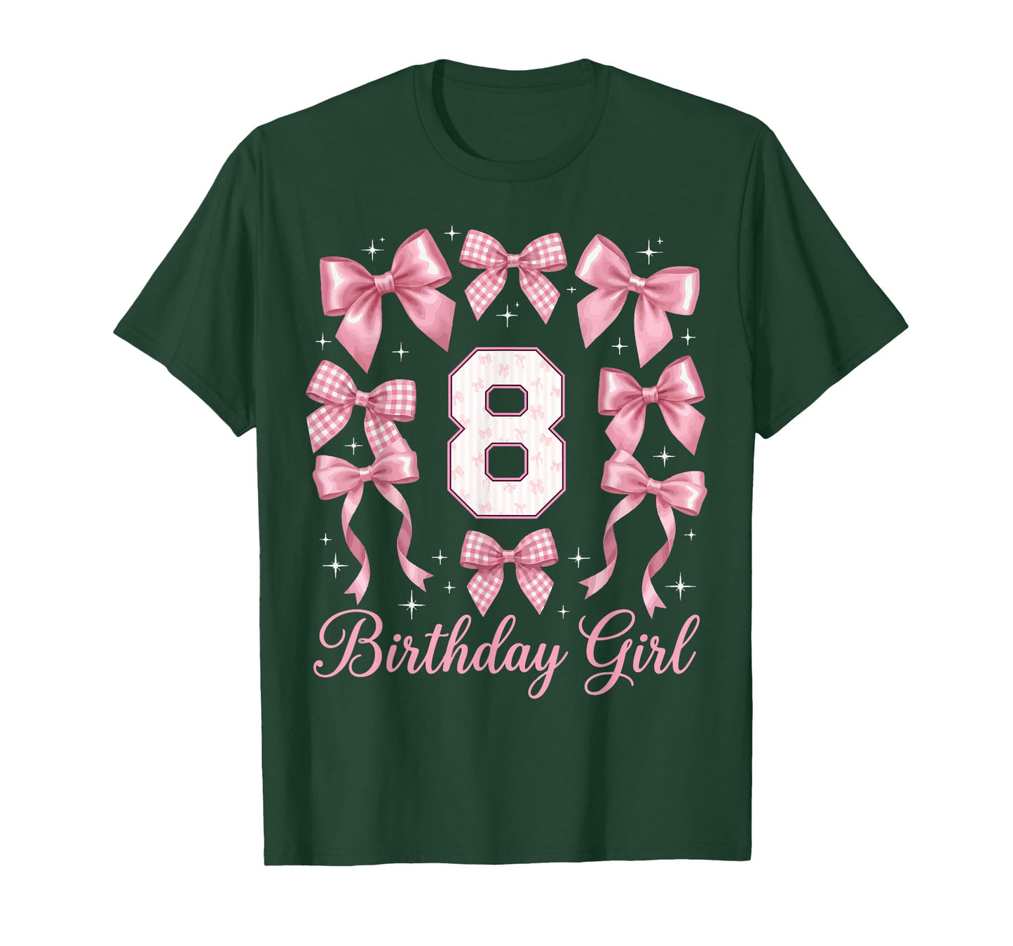 8th Birthday Shirts for Girls Coquette Bow Eight 8 Year Old T-Shirt